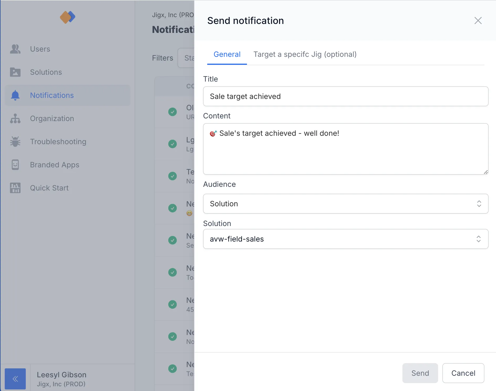 Configuring a notification Configuring a notification