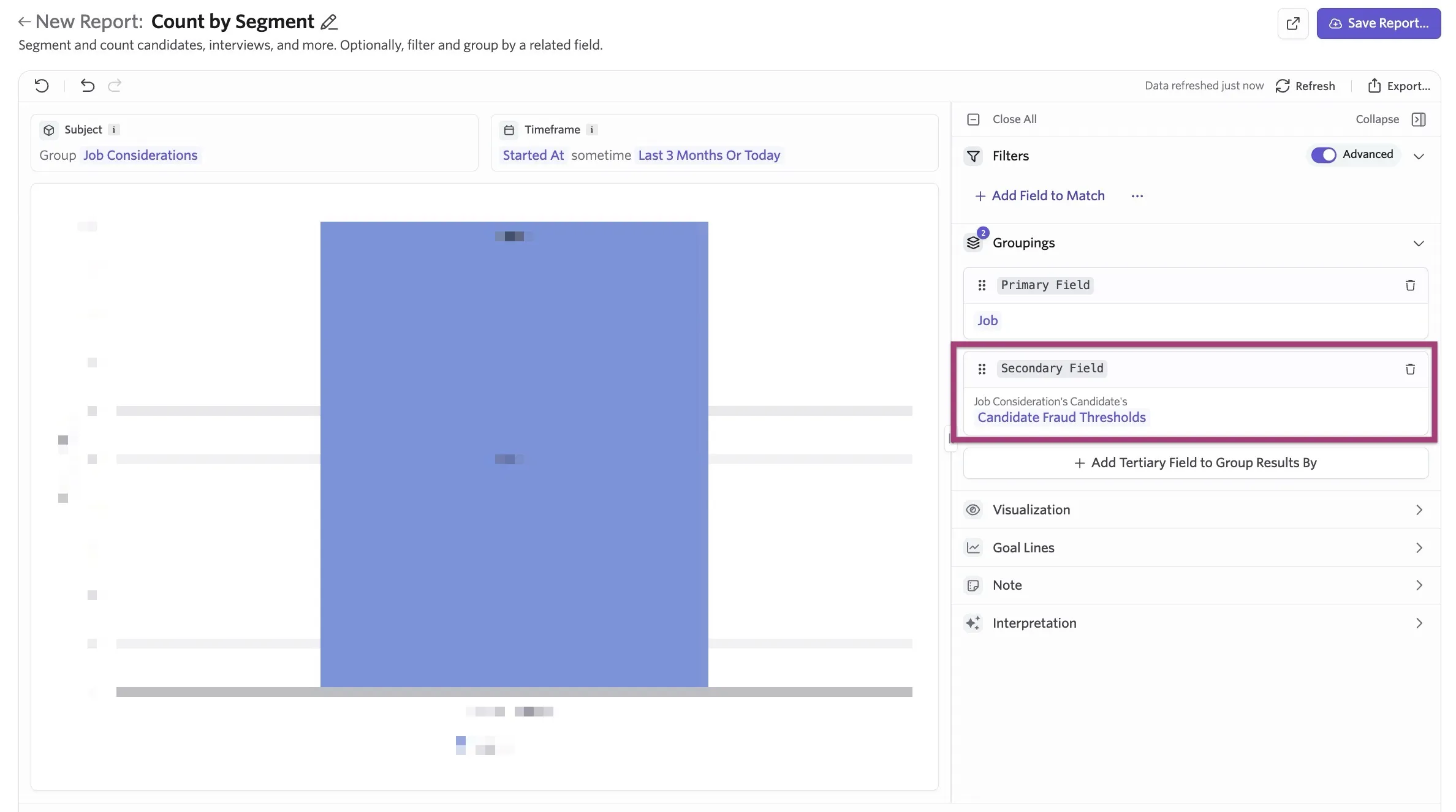 Using the newly created calculated field for grouping a report. Using the newly created calculated field for grouping a report.