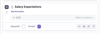 The screenshot shows a feedback form field with the Private checkbox checked.