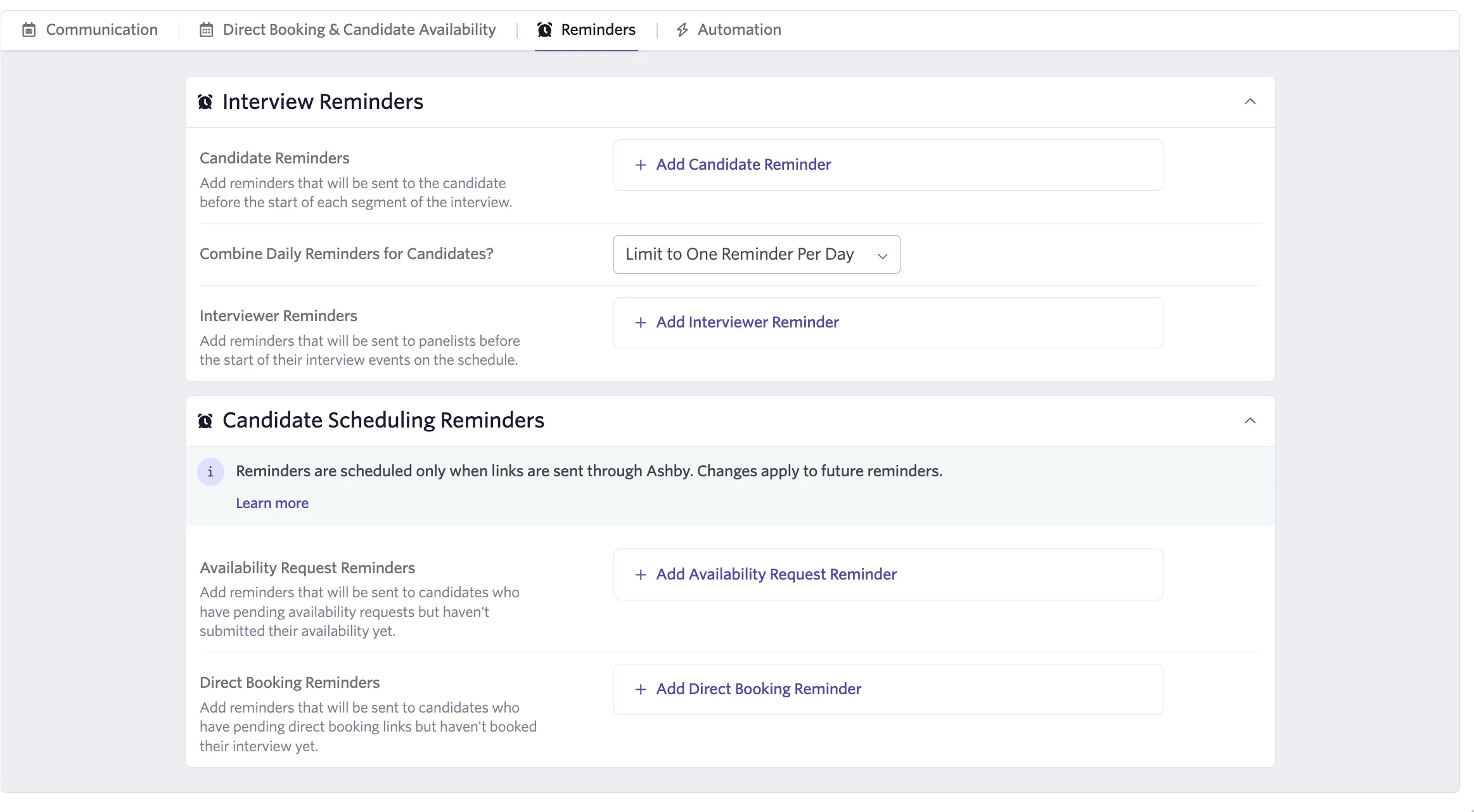 The reminders tab settings for scheduling defaults.