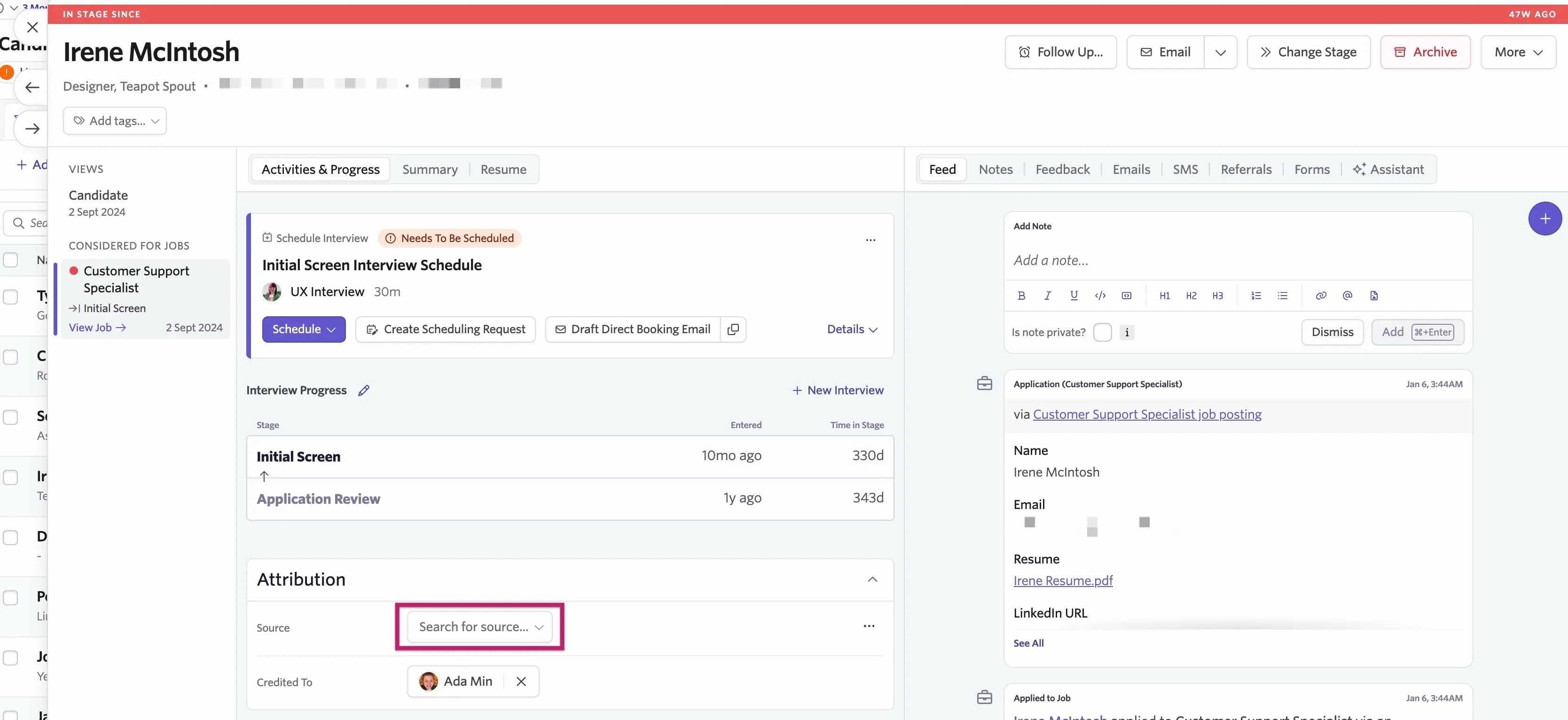 The source field on a candidate profile. The source field on a candidate profile.