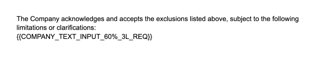 An offer letter template with a company input text token added on a new line. An offer letter template with a company input text token added on a new line.