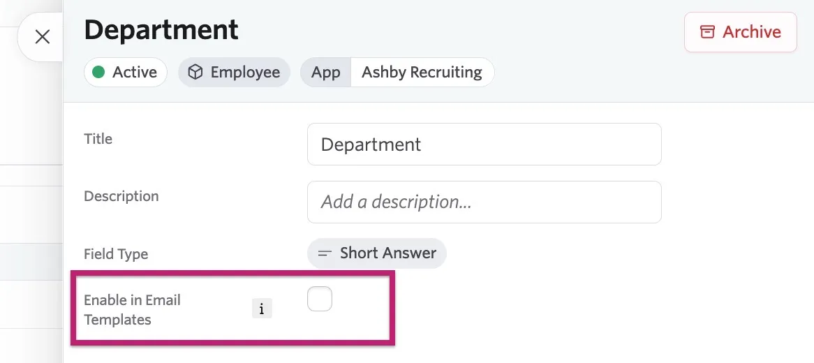 Editing an employee custom field. Editing an employee custom field.