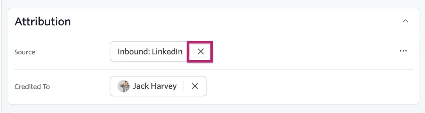 The x to the right of a source name that you can click to remove the source from a job consideration The x to the right of a source name that you can click to remove the source from a job consideration