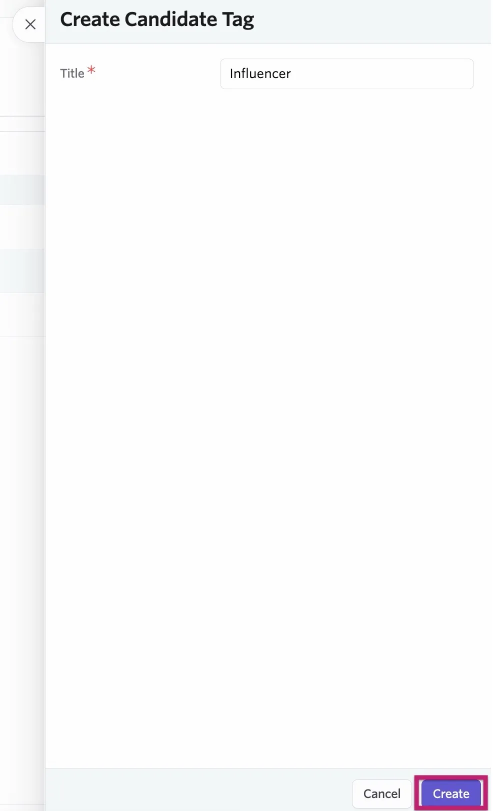 Add in a title and click Create to create your tag.