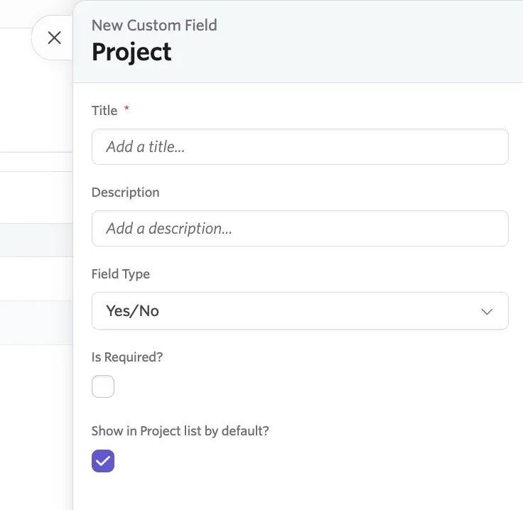 Editing a project custom field after creating it. Editing a project custom field after creating it.