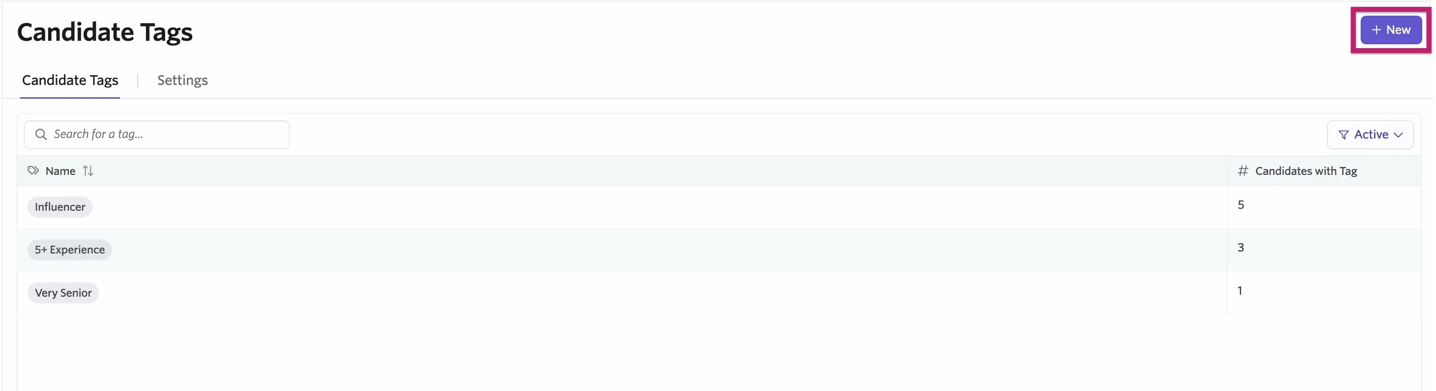 The new button to create a tag in Admin