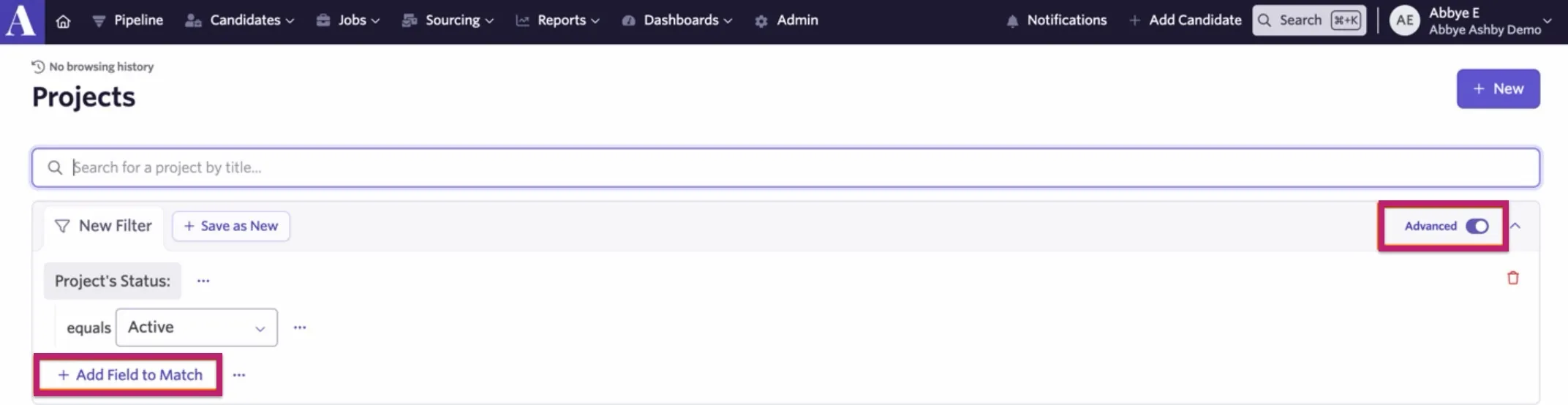 Filtering projects by the custom field. Filtering projects by the custom field.