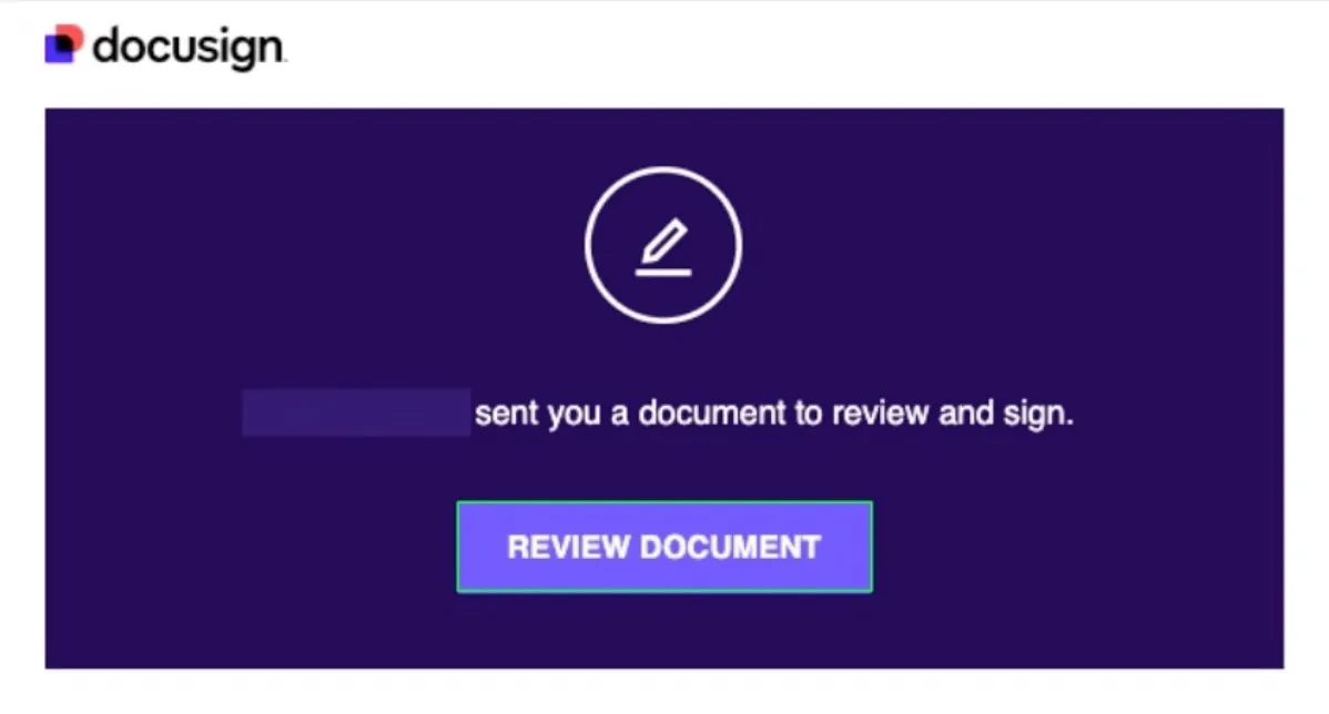 Docusign message in an email to the candidate. Docusign message in an email to the candidate.