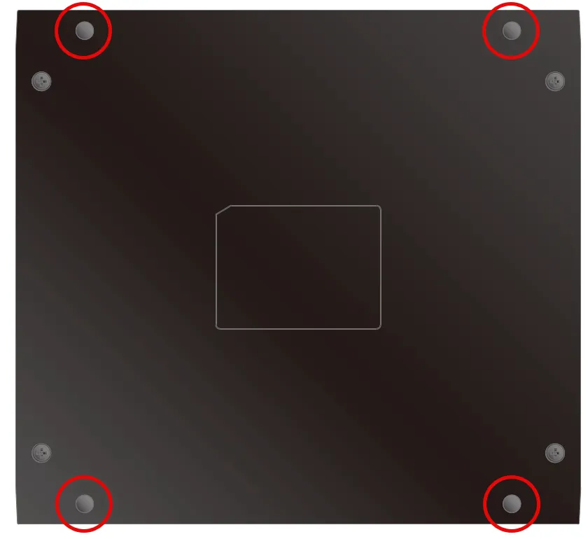 Remove the rubber plugs to access the mounting holes. Remove the rubber plugs to access the mounting holes.