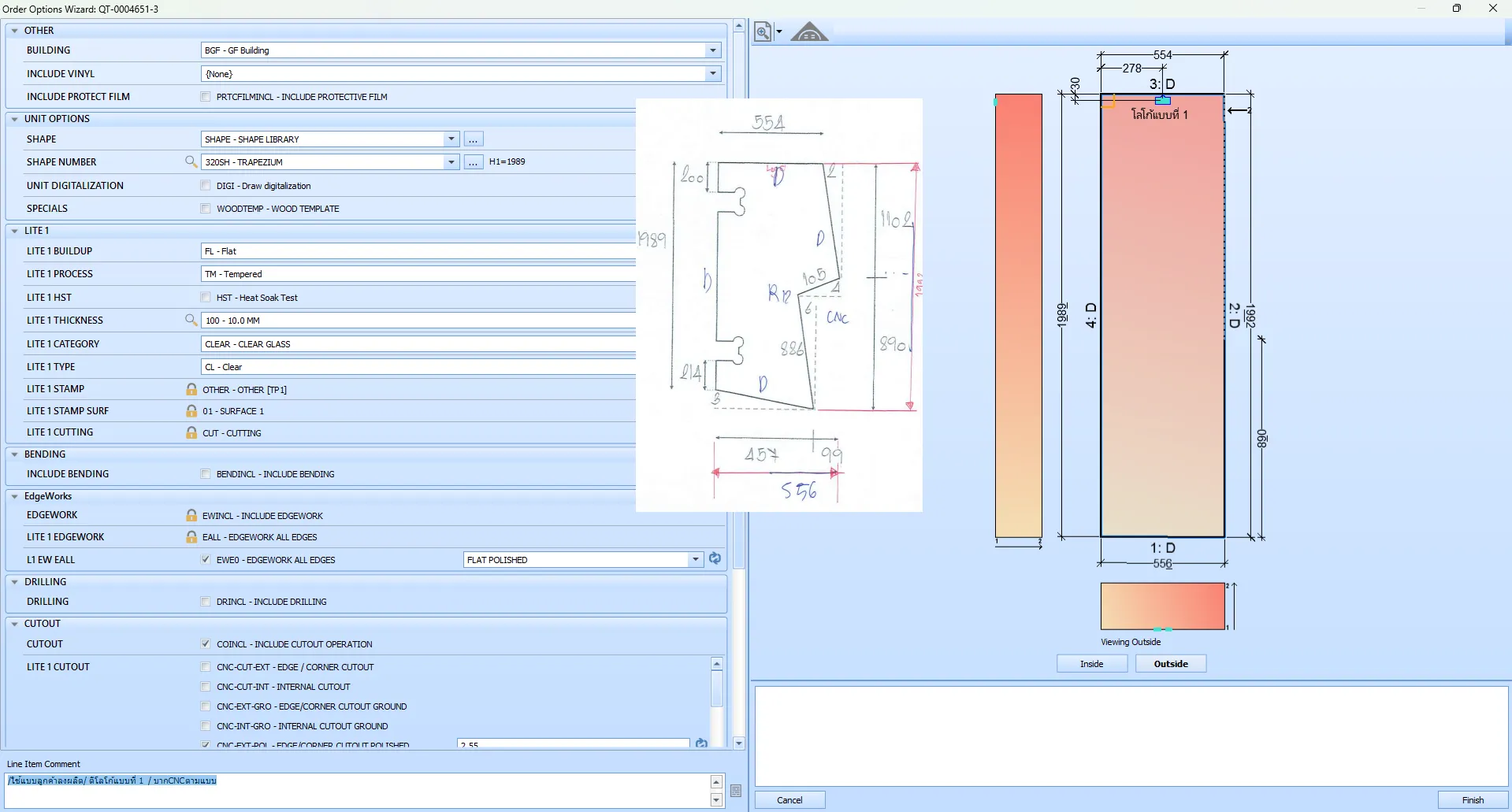 เปรีบเทียบแบบ Drawing ต้นฉบับของลูกค้า ตัวอย่าง Option Wizard และ CAD สำหรับกระจกบานตายโย้ บากอุปกรณ์บานพับ และ บากขอบ กับ CAD เปรีบเทียบแบบ Drawing ต้นฉบับของลูกค้า ตัวอย่าง Option Wizard และ CAD สำหรับกระจกบานตายโย้ บากอุปกรณ์บานพับ และ บากขอบ กับ CAD