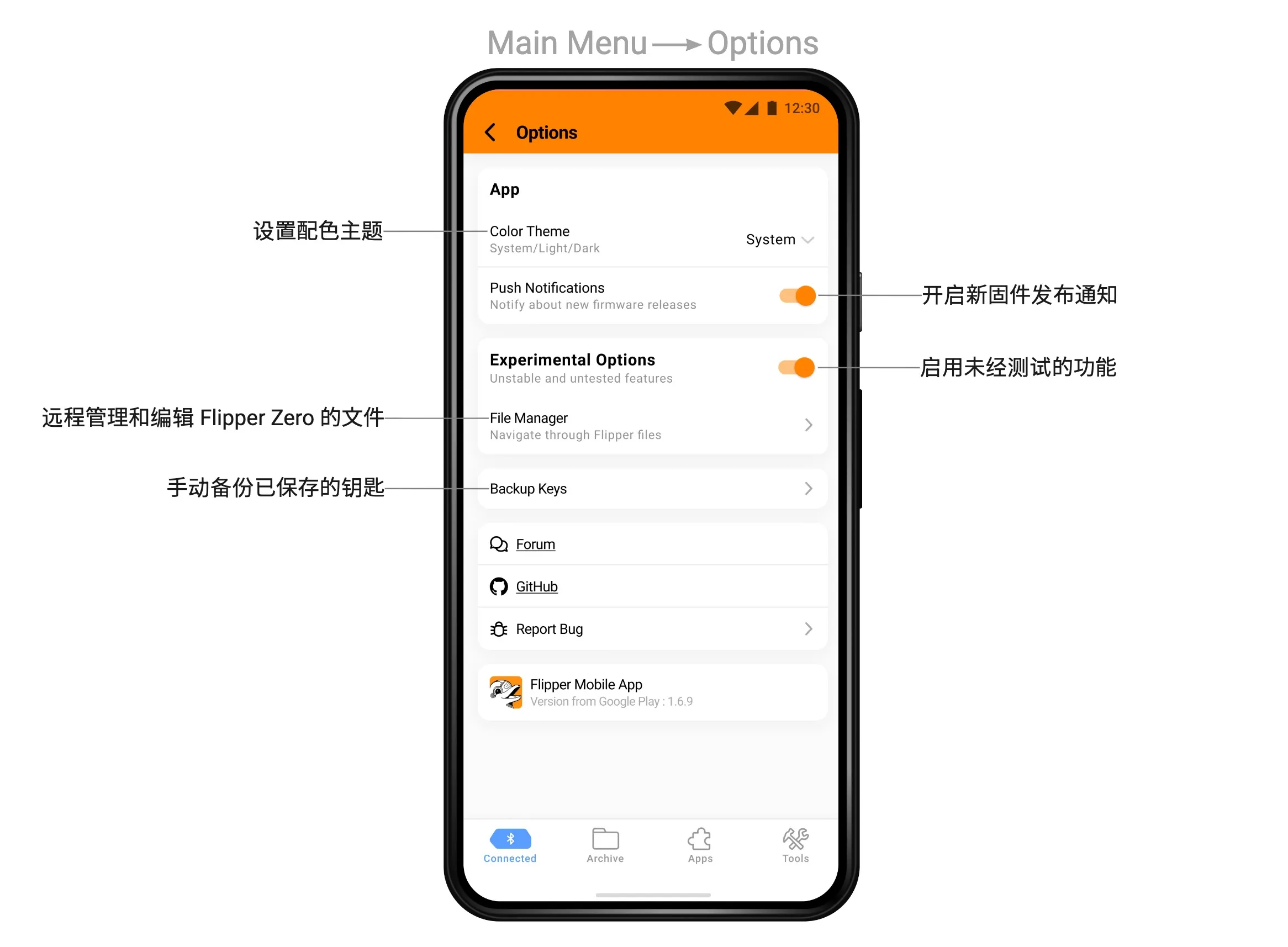 Android 上的 Options