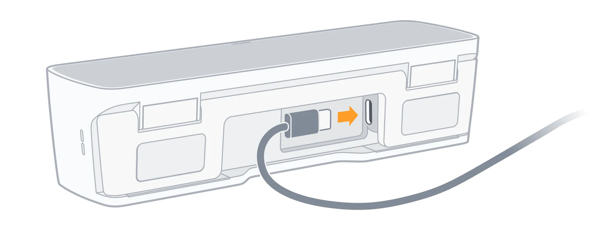 The charging port is at the bottom of the device