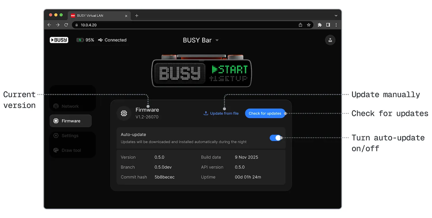 Web interface - Firmware tab overview Web interface - Firmware tab overview