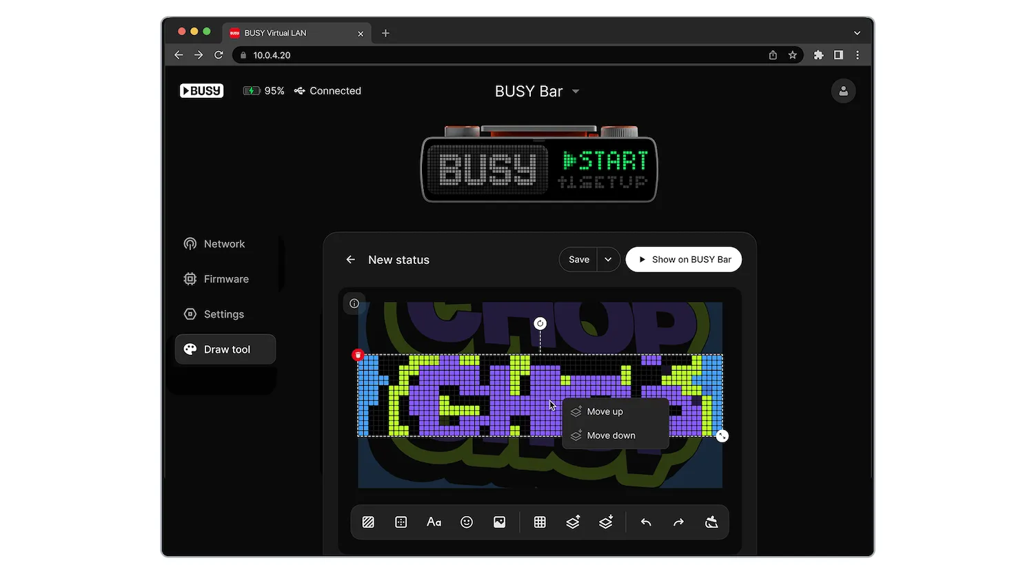 Design and display BUSY Bar statuses instantly with the draw tool Design and display BUSY Bar statuses instantly with the draw tool