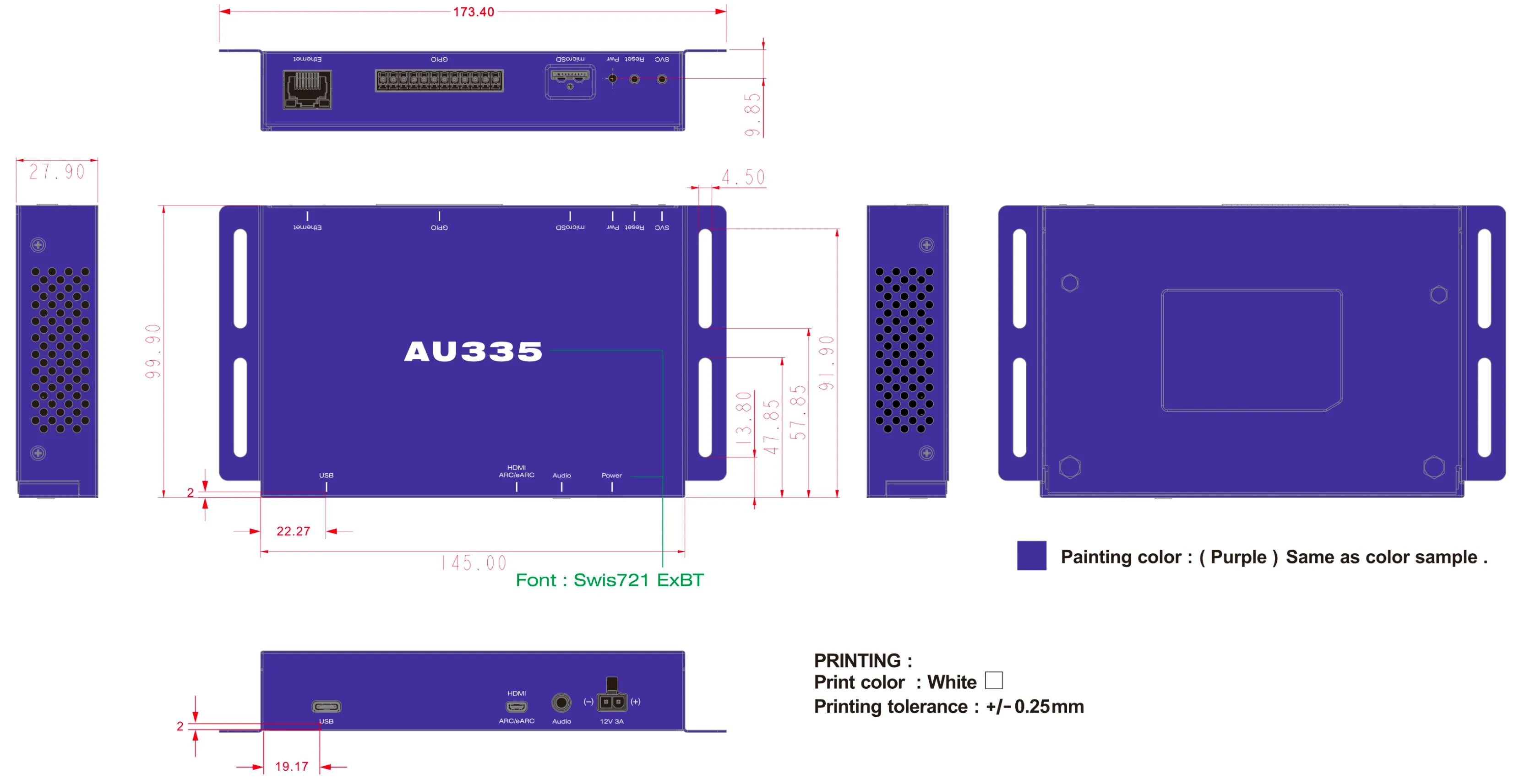 8025@ページ AU335 Dimensions - Hardware