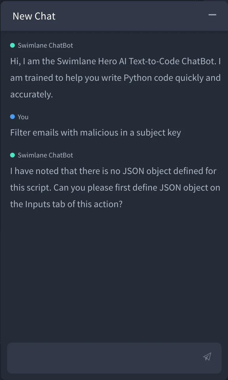 Chatbot prompts JSON object