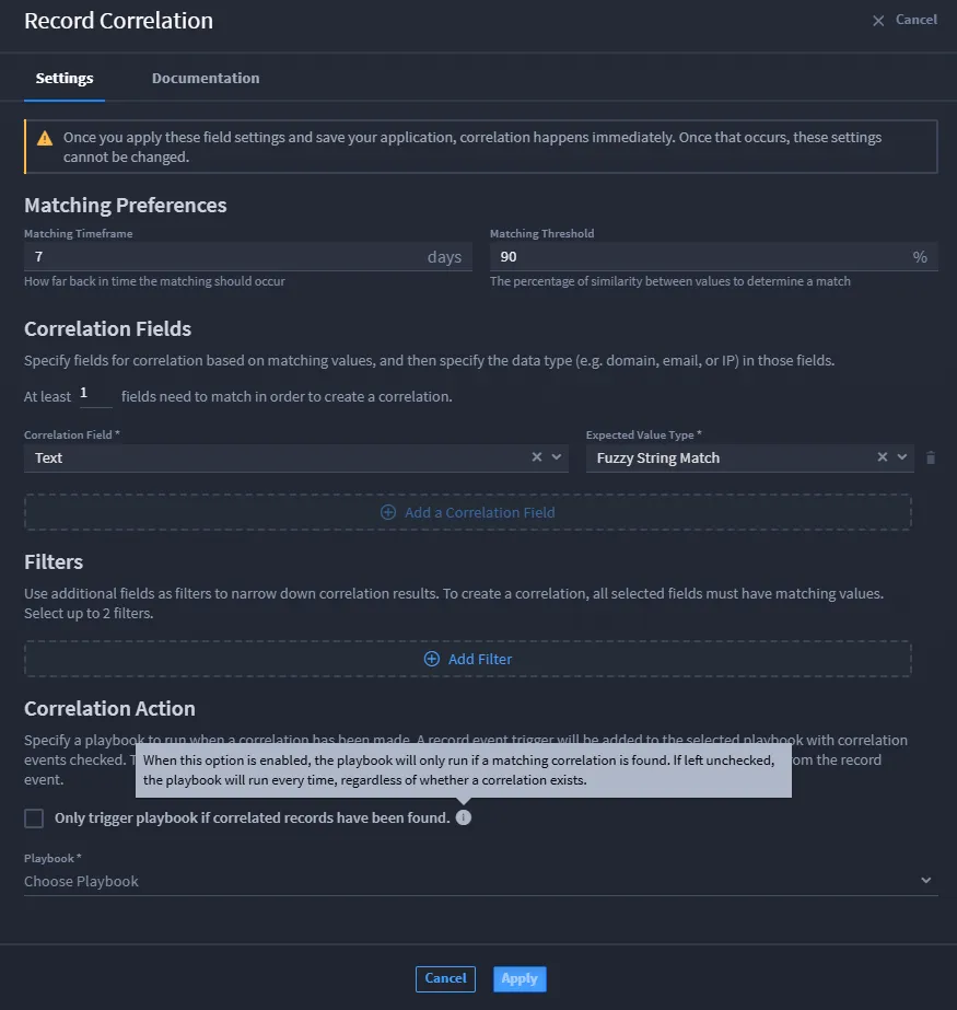Settings tab