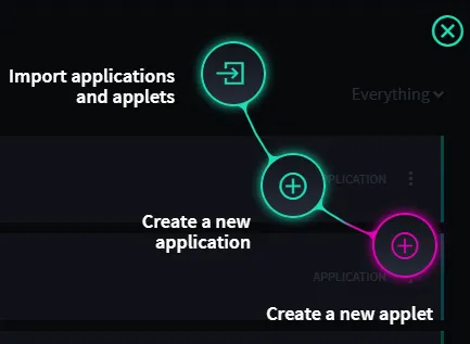 Create new application button