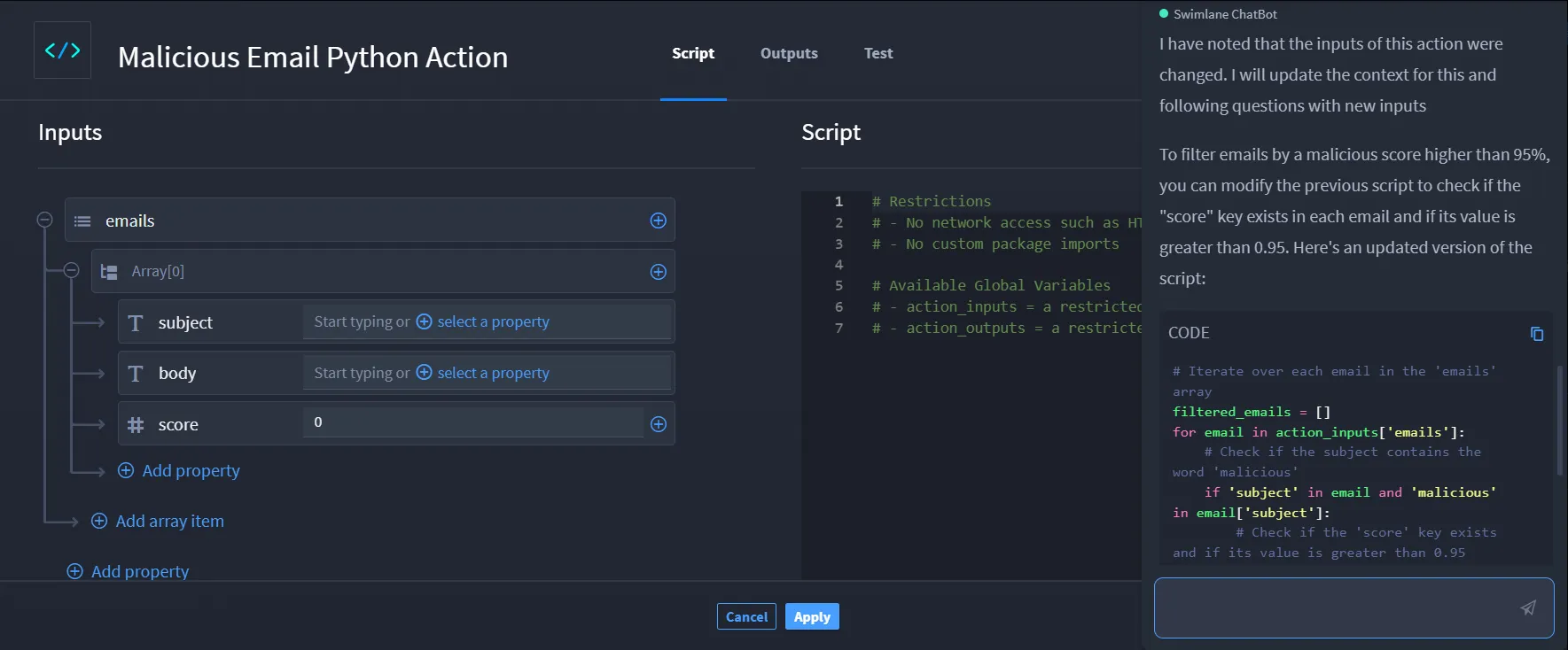Script refined for score filtering
