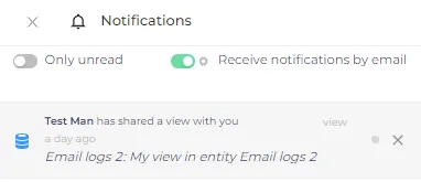 How does the Shared view notification look like