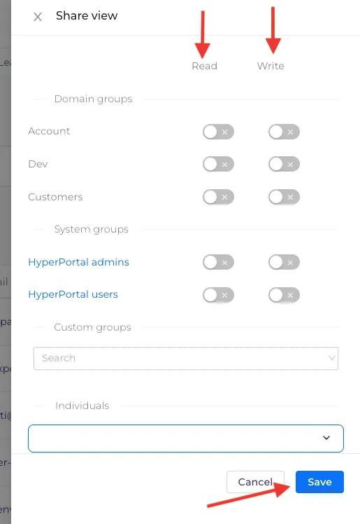 How to set up a Share view
