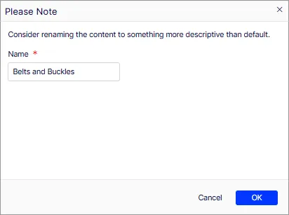 Screenshot of the Name field used when creating a category.