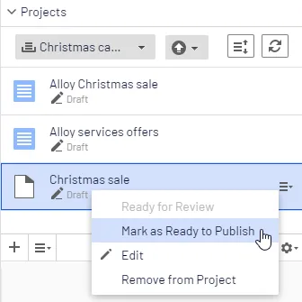 Mark as Ready to Publish in content menu