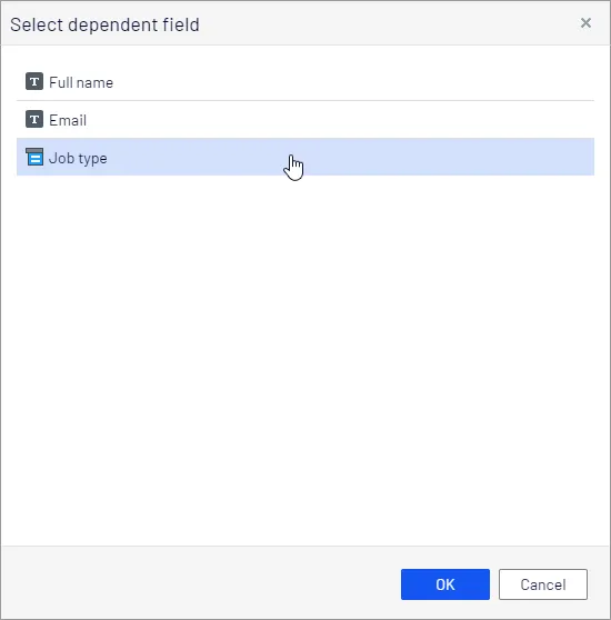 Select dependent field
