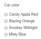 Example of single-choice radio buttons Example of single-choice radio buttons