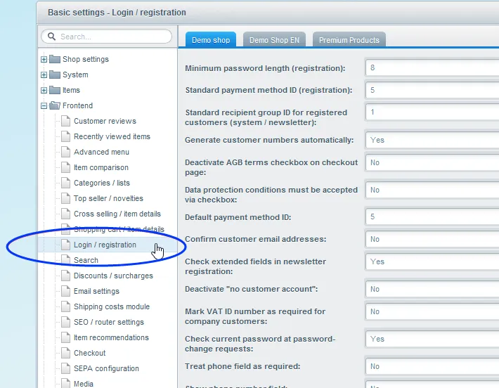 Image: Login/registration menu item Image: Login/registration menu item