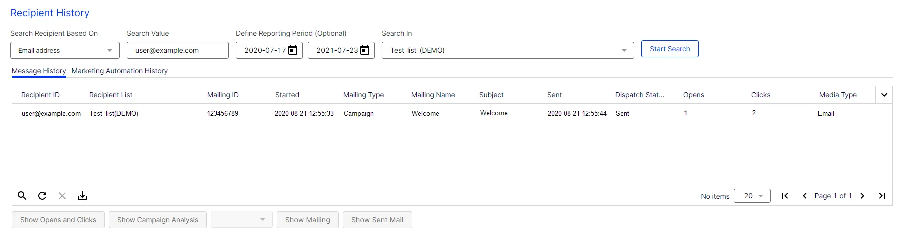 Image: Message history Image: Message history