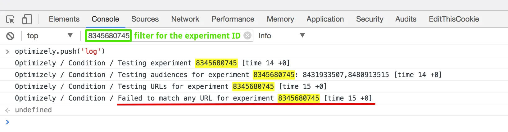 Optimizely logs