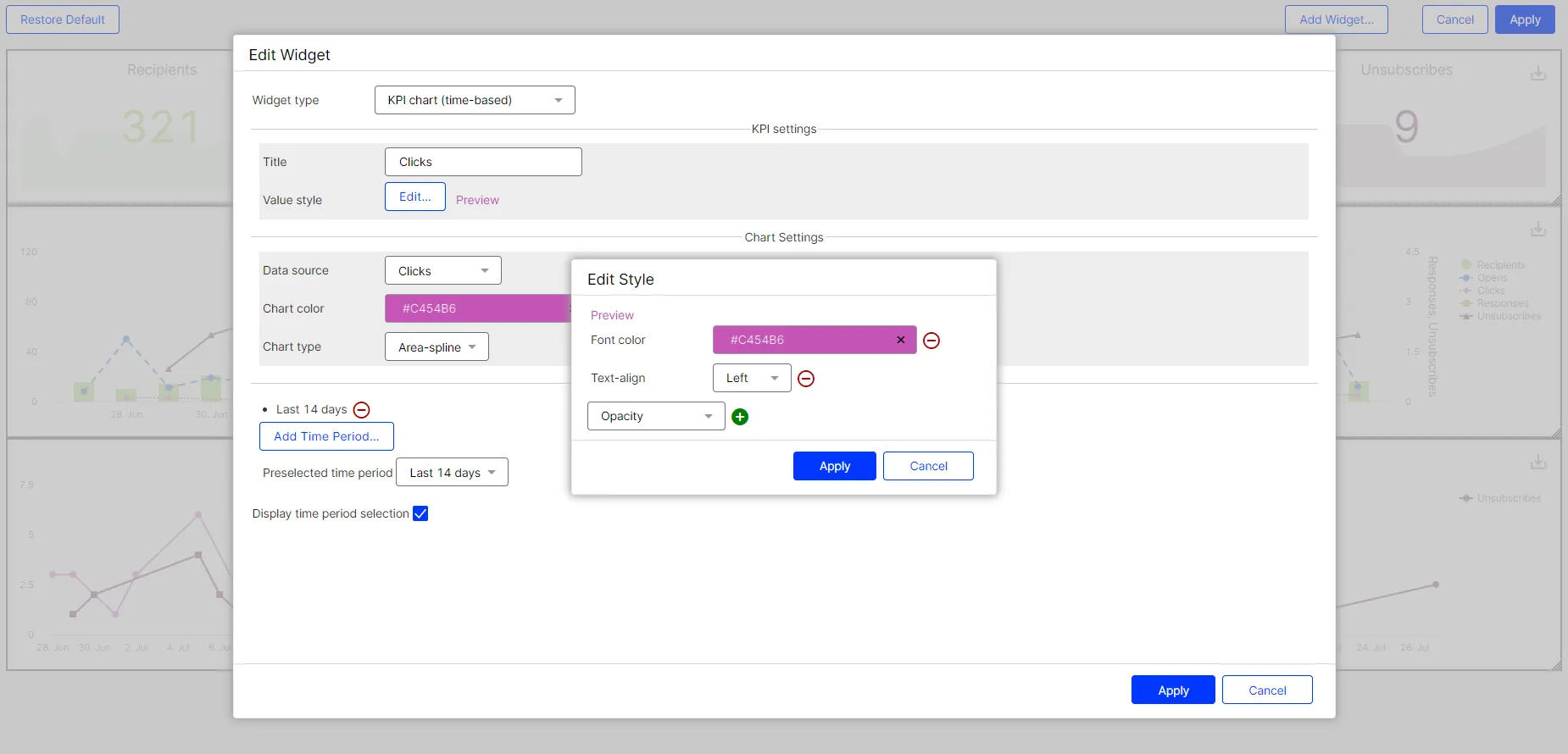 Image: KPI chart settings