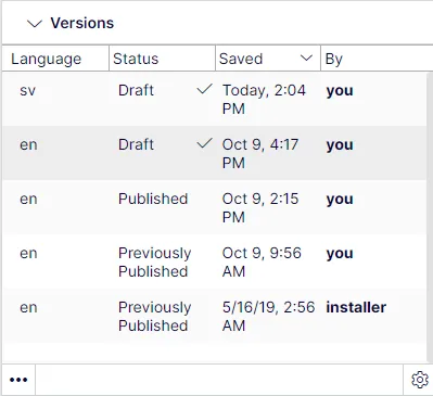 use the Versions gadget to see the different language versions when you
translate content use the Versions gadget to see the different language versions when you
translate content