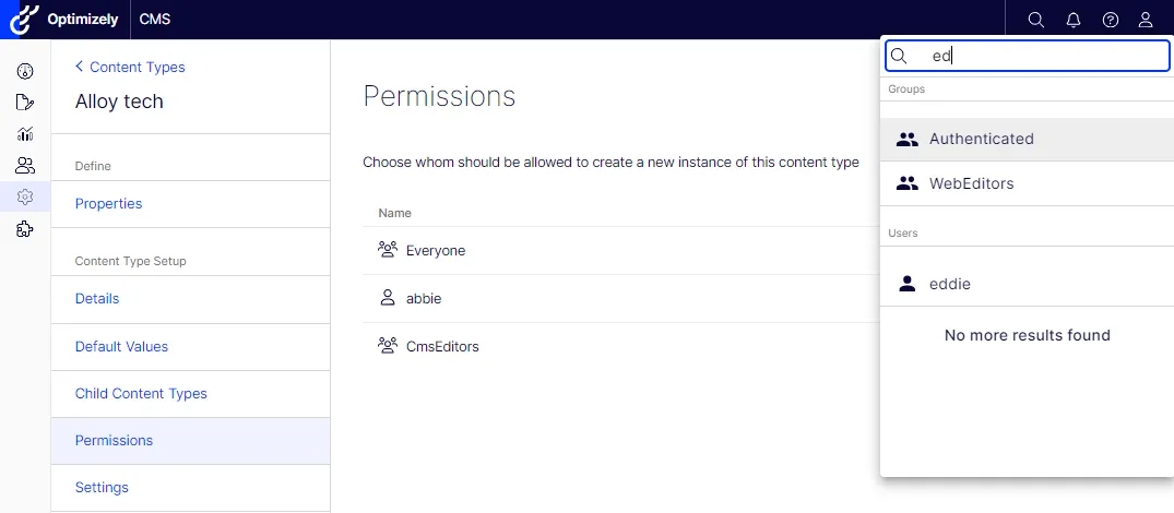 Set the values on the Permissions tab. Set the values on the Permissions tab.