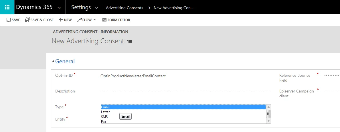 Image: Consent type Image: Consent type
