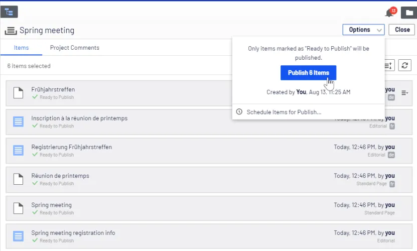 publish the project or schedule it for later publishing publish the project or schedule it for later publishing