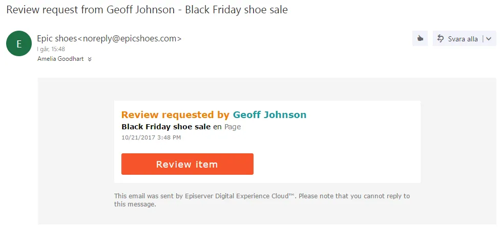 Image: Example of email notification