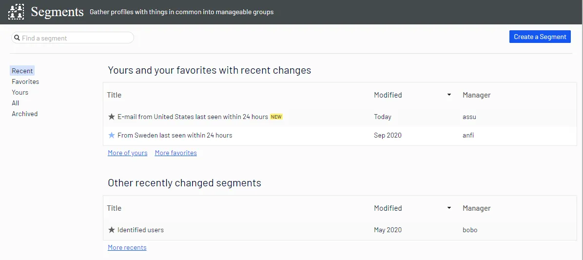 Segments overview