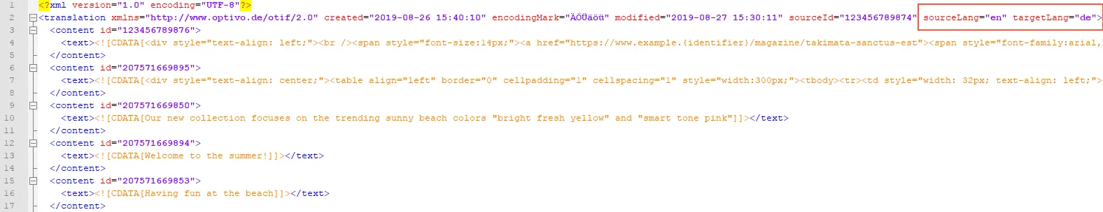 Bild: XML-Übersetzungsdatei Bild: XML-Übersetzungsdatei