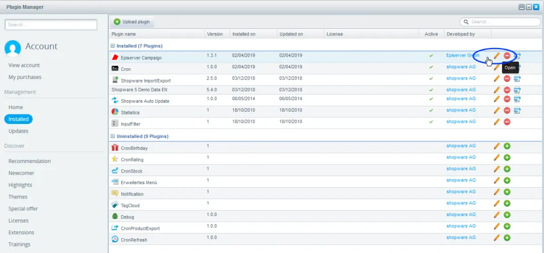 Image: Open Shopware integration Image: Open Shopware integration