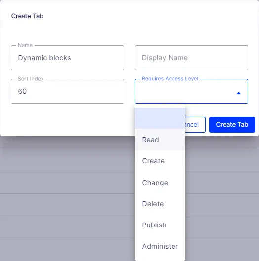 Create Tab Create Tab