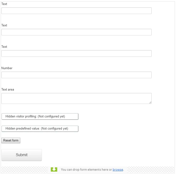 Initial form container before editing Initial form container before editing