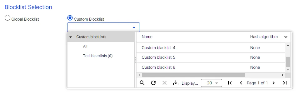 Image: Custom blacklist in Overview Image: Custom blacklist in Overview