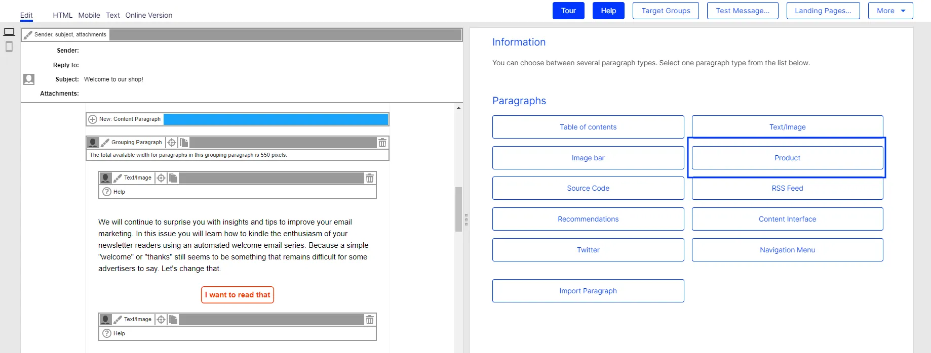 Image: Product paragraph type