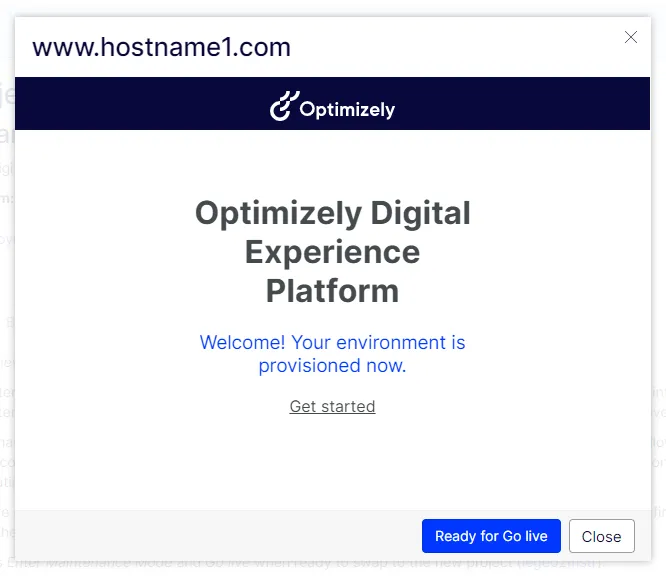 Screenshot of the Ready for Go live control for an individual hostname