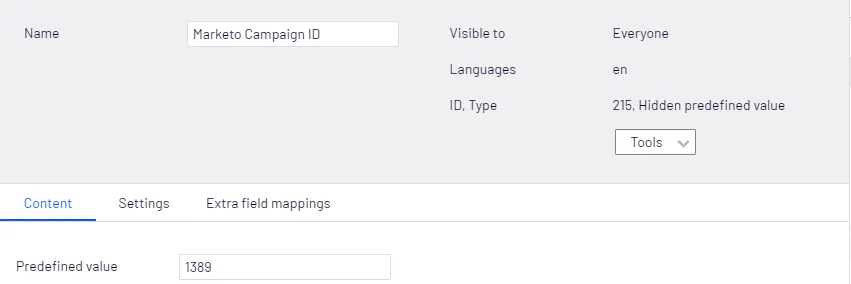 Add Hidden predefined value