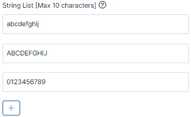 String List type (10 character maximum)