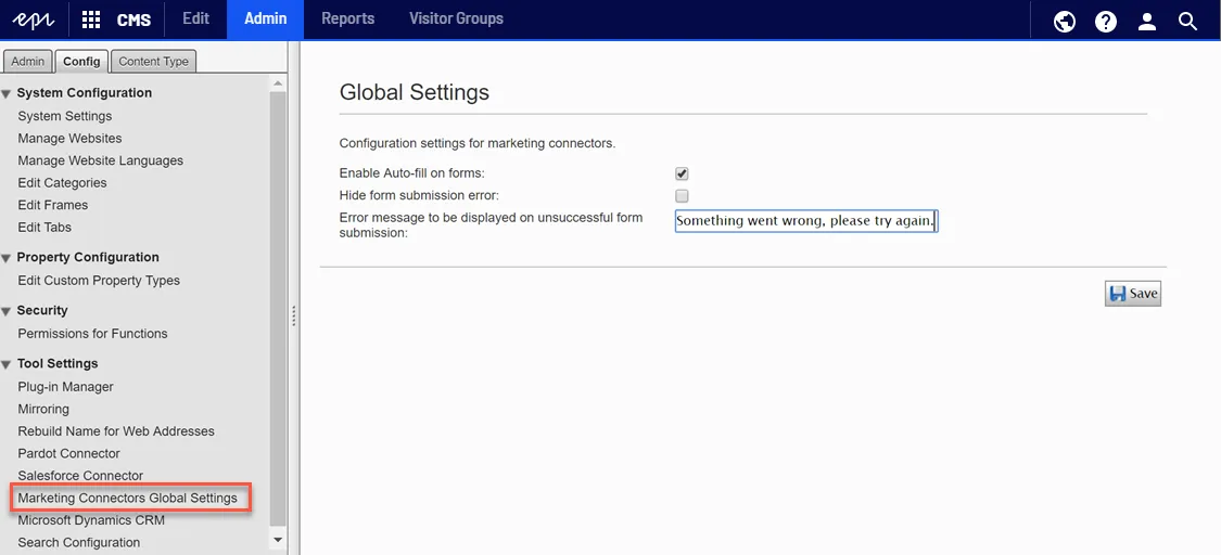 Global Settings for Marketing Automation in CMS 11 Global Settings for Marketing Automation in CMS 11